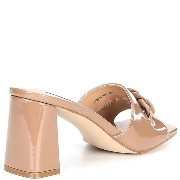 $79 NWT Steve Madden Rego Patent Square Toe Chain Detail Mules - Picture 6 of 9
